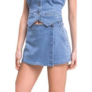 NEW 42POPS snap-on button denim skorts in lt.blue-168467